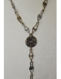 Collana lunga in argento e bronzo con medaglione centrale