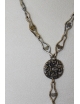 Collana lunga in argento e bronzo con medaglione centrale