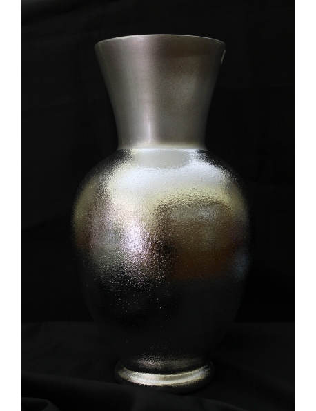 Vaso panciuto in vetro colorato e argento
