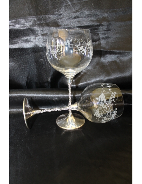 Coppia bicchieri gambo in argento e coppa in cristallo - Argenterie  Fiorentine