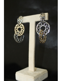 Coppia orecchini in argento e bronzo a cerchi