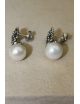 Coppia di orecchini drops perle e argento