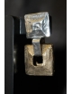 Coppia orecchini con quadrati in argento e bronzo