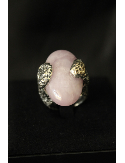 Anello in argento crateri pietra grande