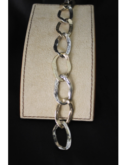 Bracciale a maglie grandi ovali in argento e bronzo
