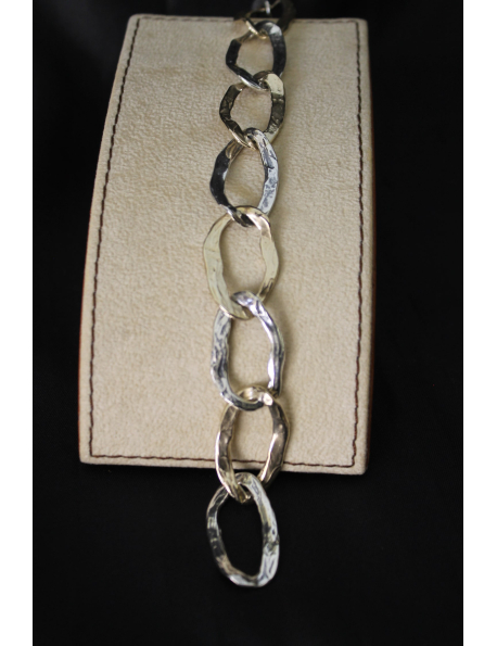 Bracciale a maglie grandi ovali in argento e bronzo