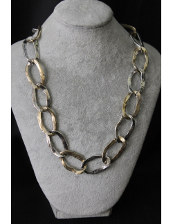 Collana con maglie ovali in argento e bronzo