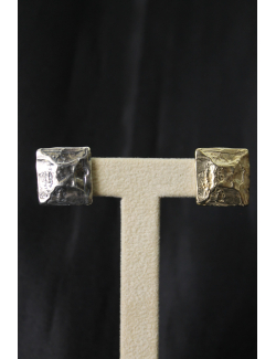 Coppia orecchini modello piramide in argento e bronzo
