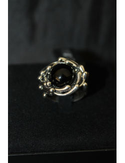Anello Germogli in argento e onice