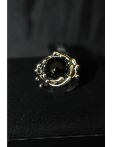 Anello Germogli in argento e onice