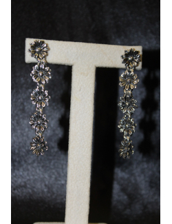 Coppia orecchini pendenti modello margherita in argento