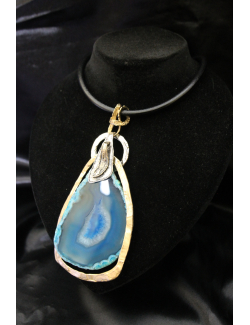 Pendente fantasia pietra agata blu