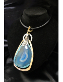 Pendente fantasia pietra agata blu