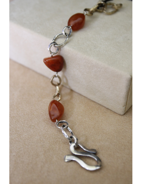 Bracciale catena in argento con corniola