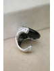 Anello disco in argento e onice