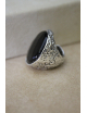 Anello disco in argento e onice