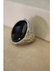 Anello disco in argento e onice