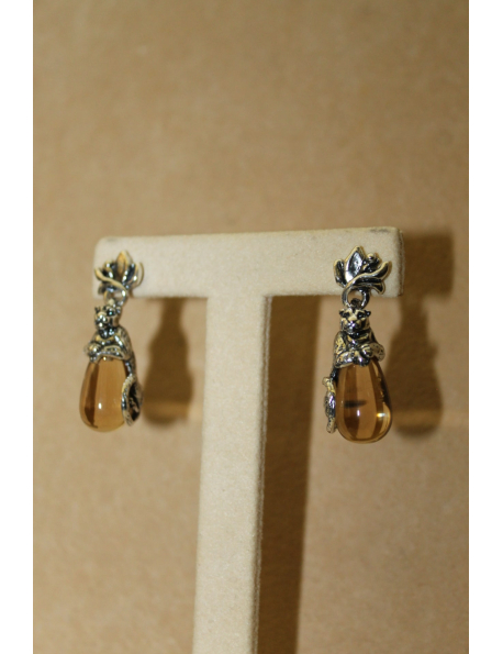 Orecchini goccia leopardo con argento
