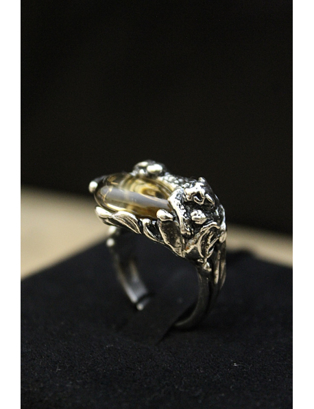 Anello goccia leopardo con argento