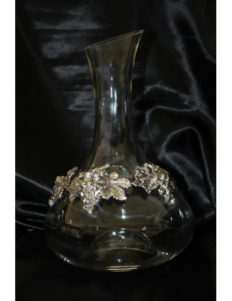 Decanter in cristallo con decorazione in bila di argento