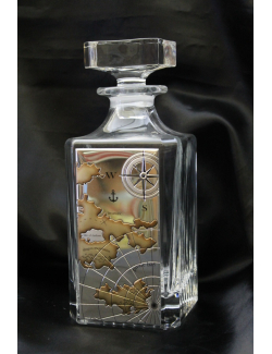 Bottiglia in cristallo con applicazione in argento