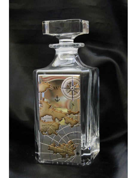 Bottiglia in cristallo con applicazione in argento