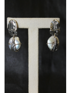 Coppia orecchini perle barocche e argento