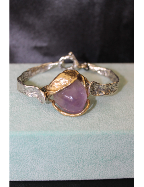 Bracciale semirigido con ametista e argento