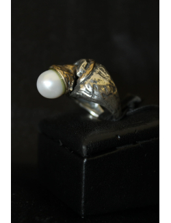 Anello movibile con perla e argento