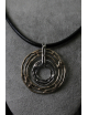 Collana con ciondolo doppio tondo in argento e bronzo