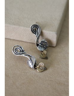 Orecchini foglioline in argento e bronzo