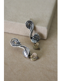 Orecchini foglioline in argento e bronzo