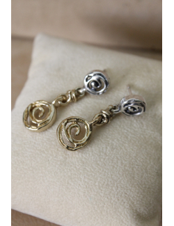 Orecchini spirale in argento e bronzo