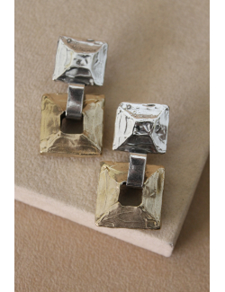 Orecchini piramide in argento e bronzo