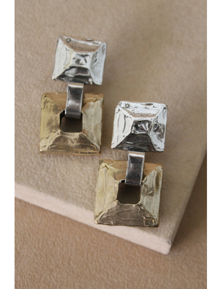 Orecchini piramide in argento e bronzo