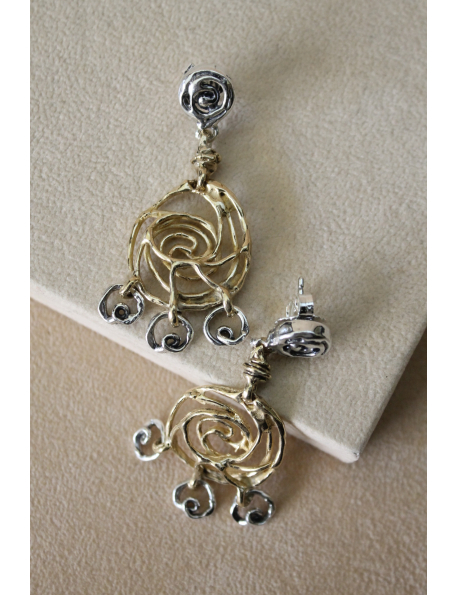 Orecchini fantasia in argento e bronzo