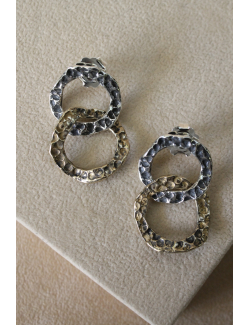 Orecchini martellati in argento e bronzo