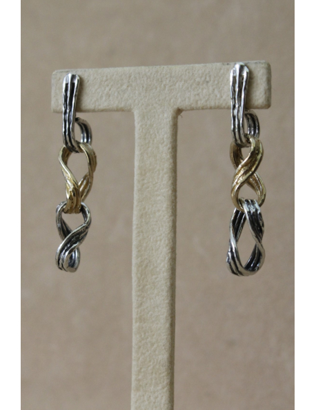Orecchini maglia ritorte in argento e bronzo