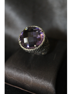Anello alchimia con pietra viola