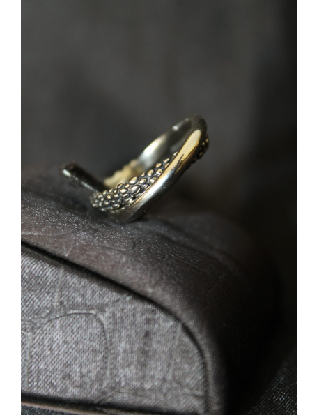 Anello doppio perlage in argento