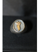 Anello in argento con corno dorato