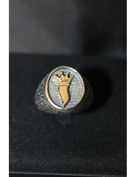 Anello in argento con corno dorato