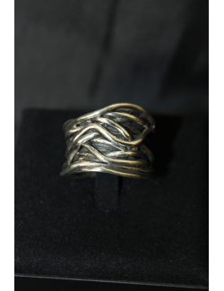 Anello fili in argento modello alto
