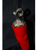 Peperoncino rosso rivestito in argento con base H. cm 19
