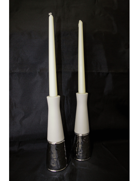 Coppia candelabri con base in argento