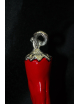 Peperoncino rosso rivestito in argento con base H. cm 13