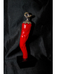 Peperoncino rosso rivestito in argento con base H. cm 13